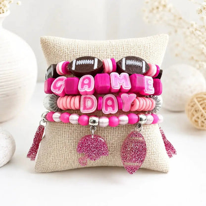 Truly Olive Bold Game Day Football Bracelet Stack For Team Spirit - Bracelets Bracelets