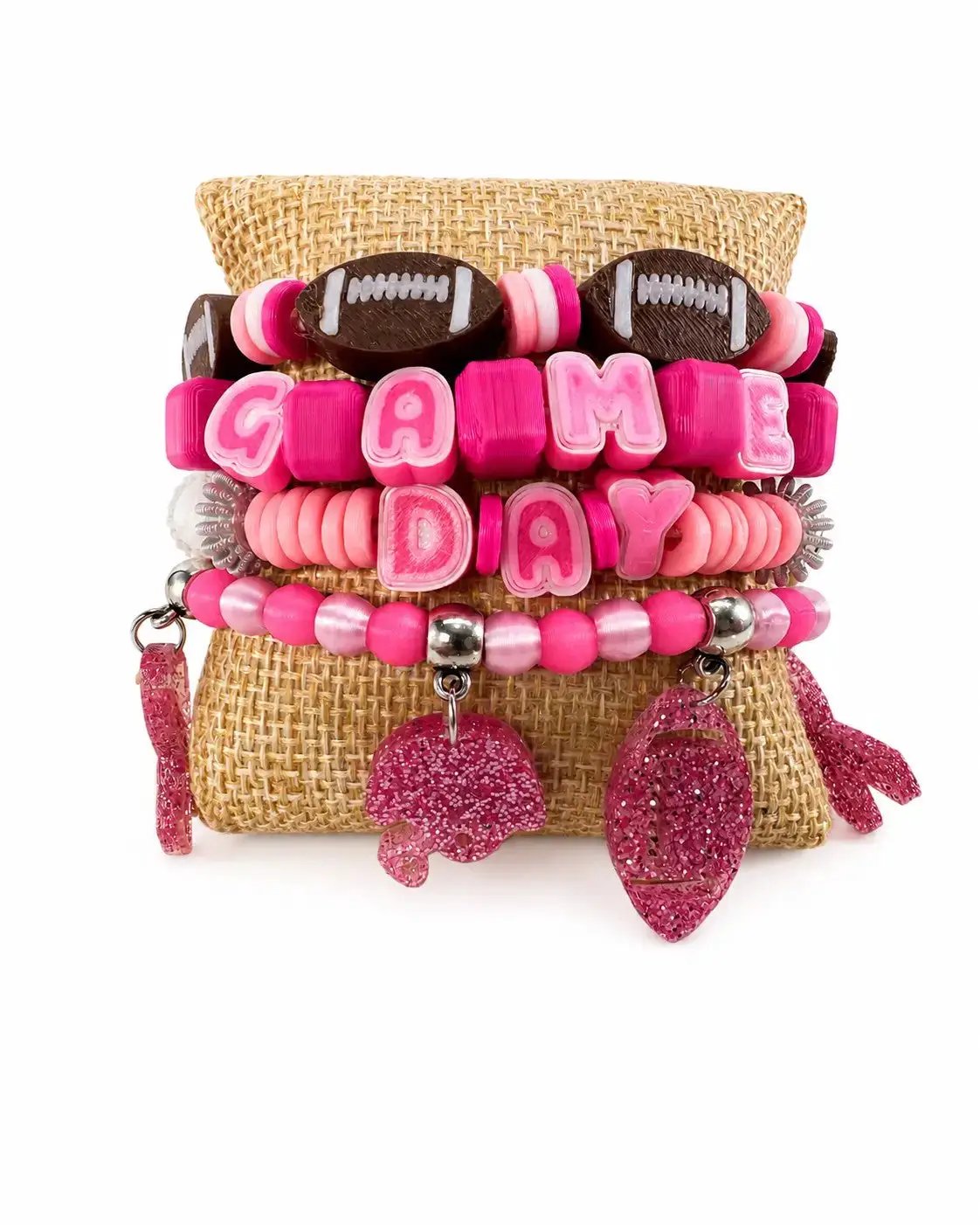 Truly Olive Bold Game Day Football Bracelet Stack For Team Spirit - Bracelets Bracelets