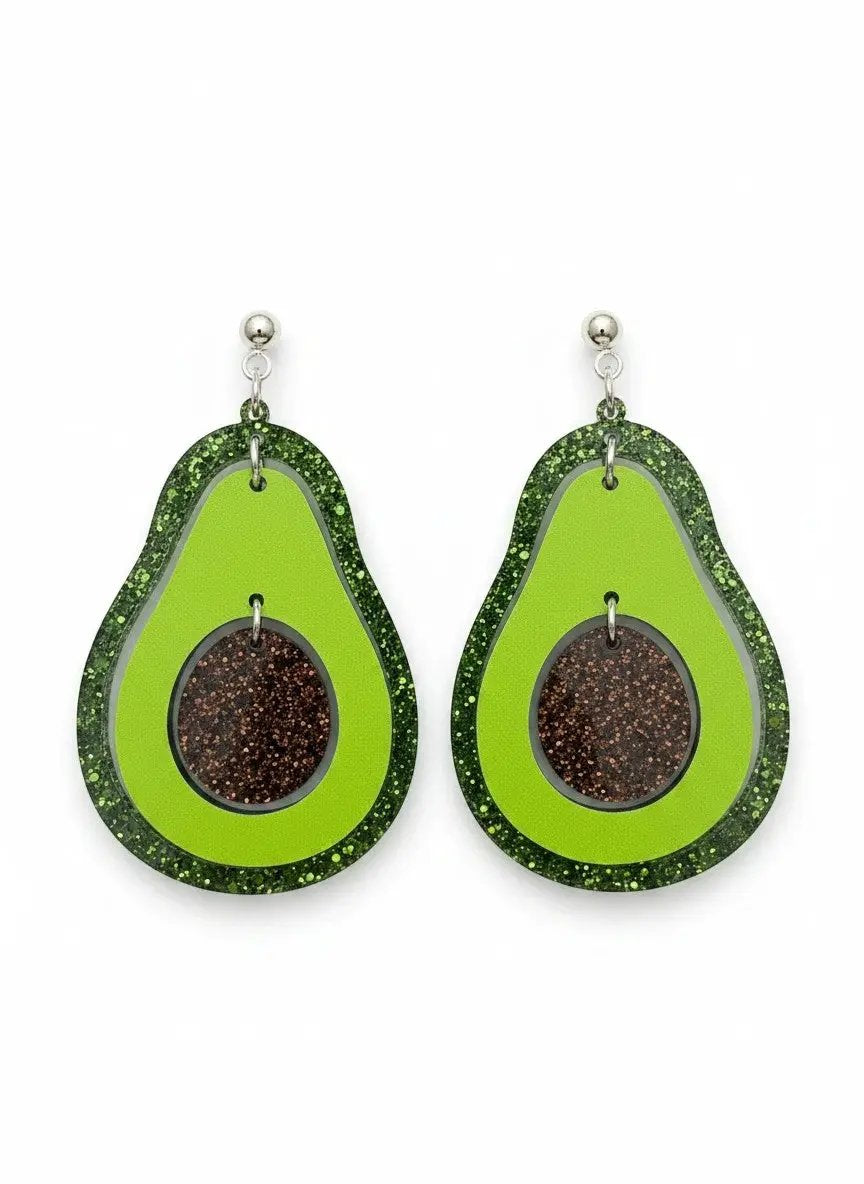 Truly Olive Sparkly Avocado Green Glitter Avocado Dangle Earrings - Earrings Dangle Earrings