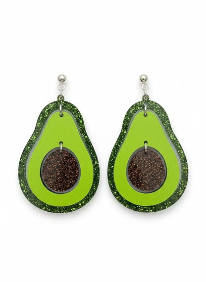 Truly Olive Sparkly Avocado Green Glitter Avocado Dangle Earrings - Earrings Dangle Earrings