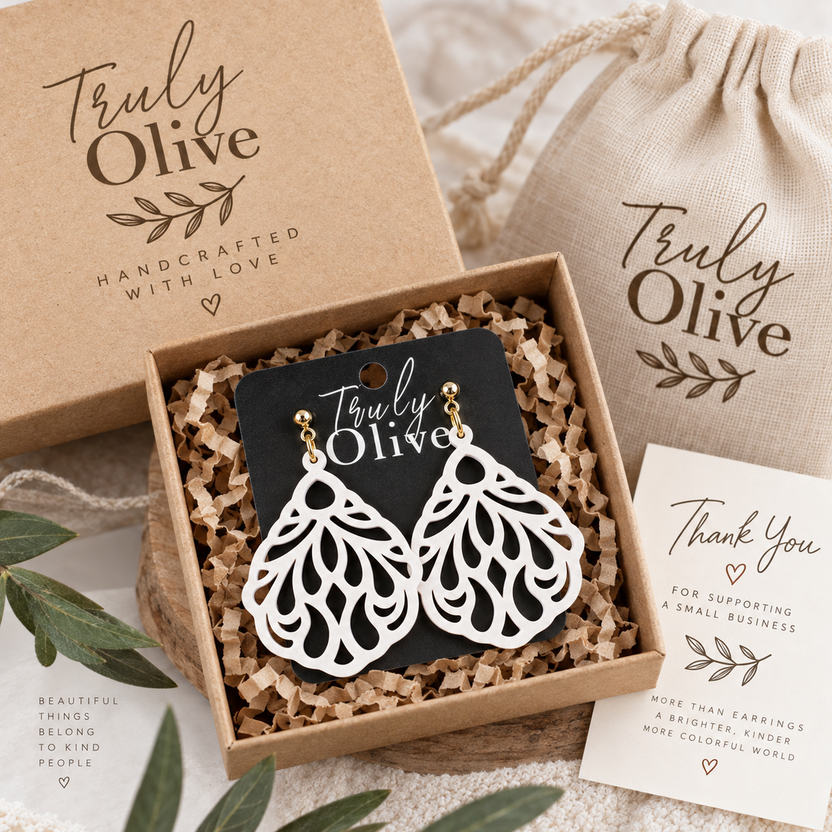 Truly Olive Trulyolive Decorative Laser Cut Wood Earring Trio Set - Earrings Stud/Post Earrings
