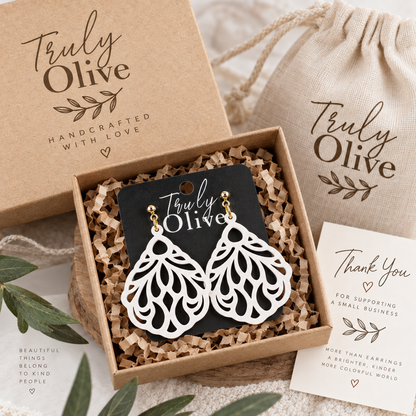 Truly Olive Trulyolive Decorative Laser Cut Wood Earring Trio Set - Earrings Stud/Post Earrings