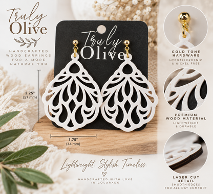 Truly Olive Trulyolive Decorative Laser Cut Wood Earring Trio Set - Earrings Stud/Post Earrings