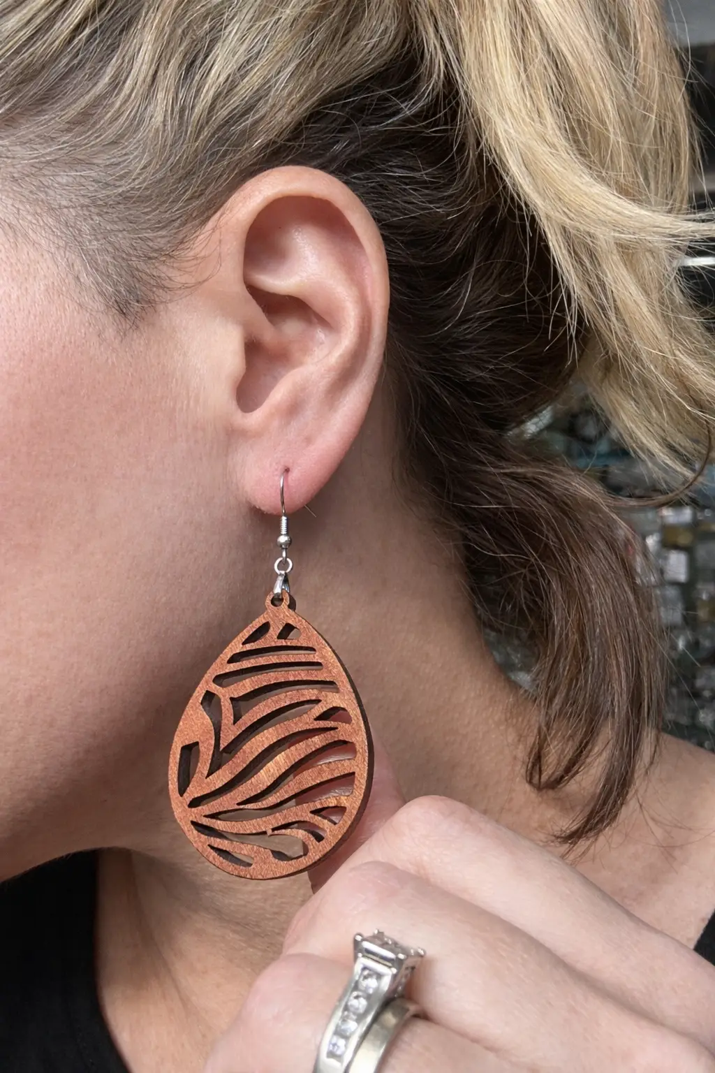 Truly Olive Lightweight Wooden Earrings - Earrings Dangle Earrings